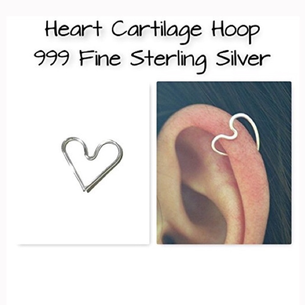 5 x heart shaped cartilage earrings